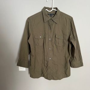 Women's Banana Republic Olive Green Button Up Shirt Large